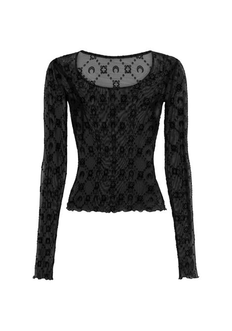 moongram mesh flock ls roundneck top woman black MARINE SERRE | WTS018ACJER0005BK99